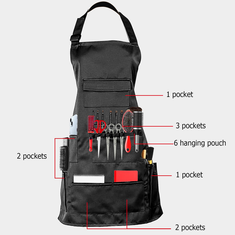 boshiho Adult Painting Aprons, Adjustable Buckle, Barber Apron with Pockets for Women/Men/Unisex, Utility or Work Apron (Black) Black