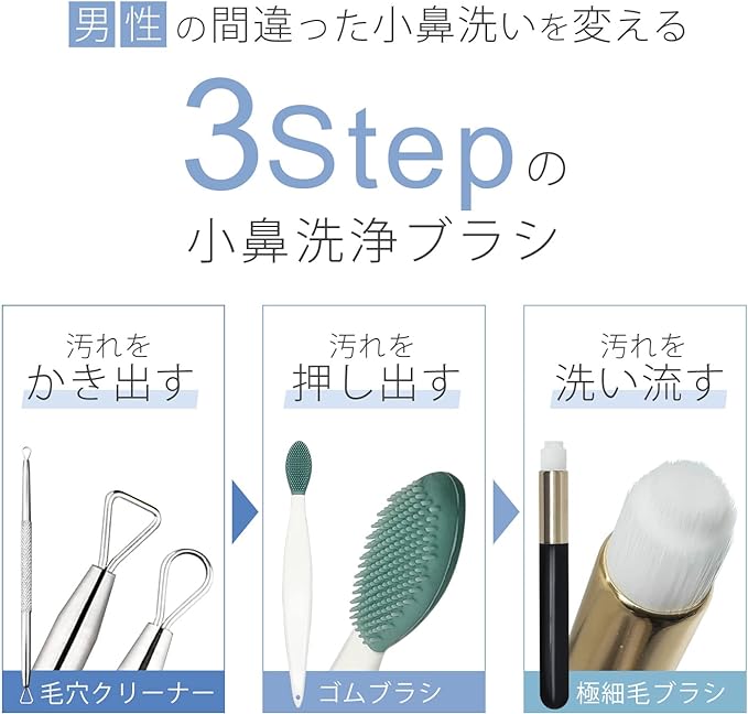 Adult Body Improvement Plan, Men's Nose Rinsing Brush, Rubber Brush, Pore Cleaner Set, Facial Cleansing Brush to Wash Pore Stains, Ultra Fine Bristle Brush, Nose Brush, Men's Square Stopper - NewNest Australia