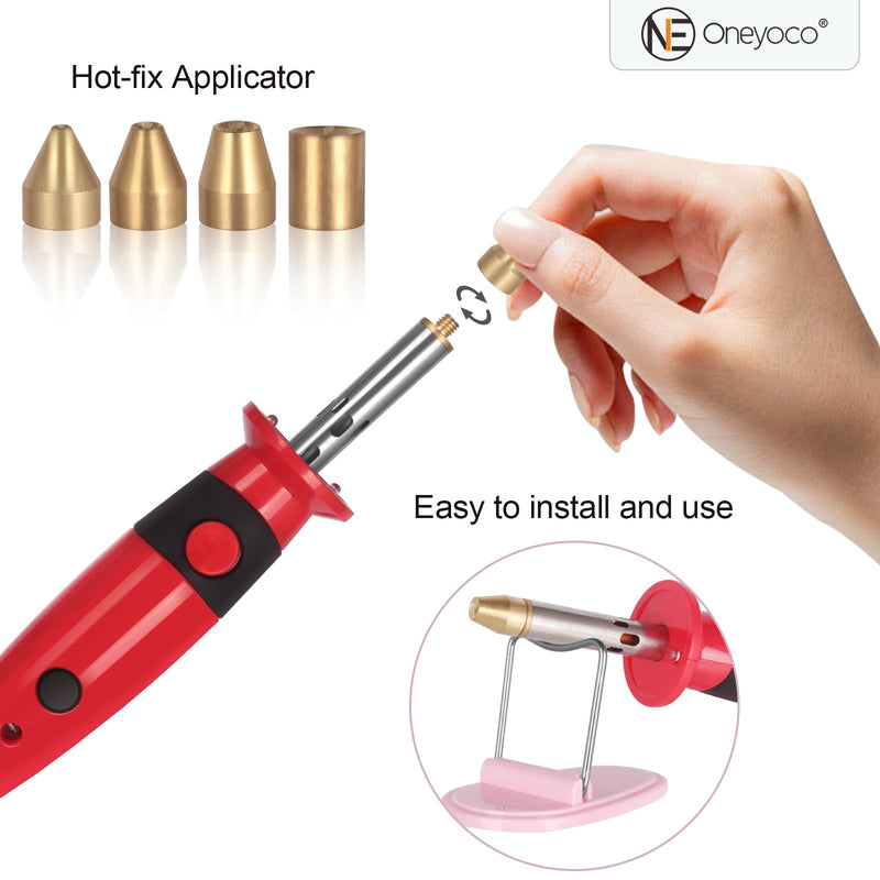 Hotfix Rhinestone Setter, Hotfix Applicator Tool Bedazzler Kit with Rhinestones, Kit, Hot Fixed Wand for Clothes Clothing Fabric Crafts, 3 Boxes Crystal, Clear, 3 Gems Sizes, Tips