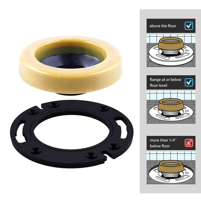 Toilet Wax Ring, Wax Ring for Toilet Base Seal Ring Replacement Kit with Closet Bolts Toilet Flange Repair Kit Thick Flange and Retainer Washers for Toilet Gas Odor Drain Pipe Watertight Sealing