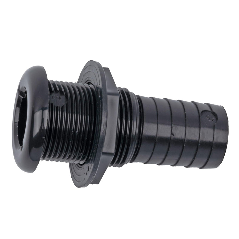 T-H Marine Thru-Hull Fitting - Straight 1-1/8 Inch Hose Barb, Black - UV Stabilized Molded Virgin Material for Consistent Fit - Secure Hose Connection for Livewell and Bilge Plumbing