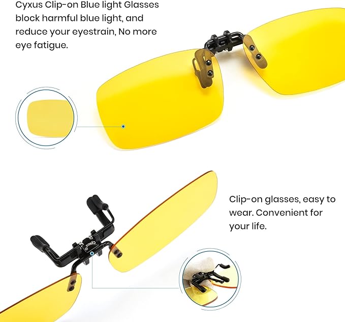 Cyxus Blue Light Cut Eyewear Clip Type, Reduces Fatigue, Protects Eyesight, Reduces Eye Strain, Cell Phone Computer Glasses, Lightweight, Unisex - NewNest Australia