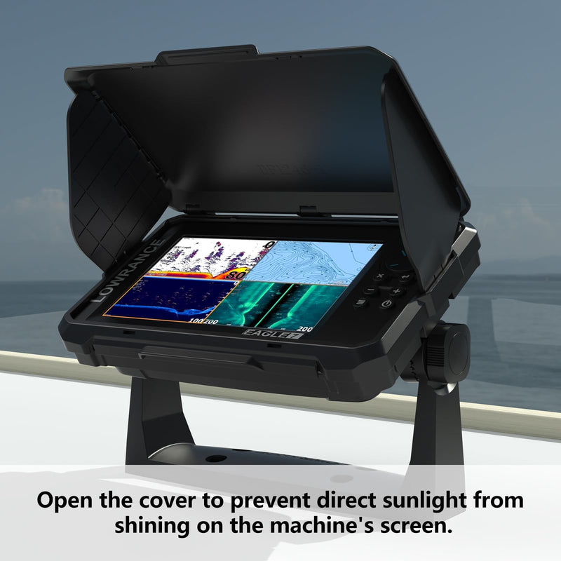 Foldable Sunvisor Cover for Lowrance Eagle 7- Fishfinder Transducer Waterproof Protective Cover (Black)
