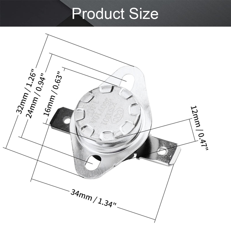 Fielect KSD301 Thermostat Temperature Control Switch,Adjust Snap Disc Temperature Switch 140°C Normally Closed 2 Pcs 140c