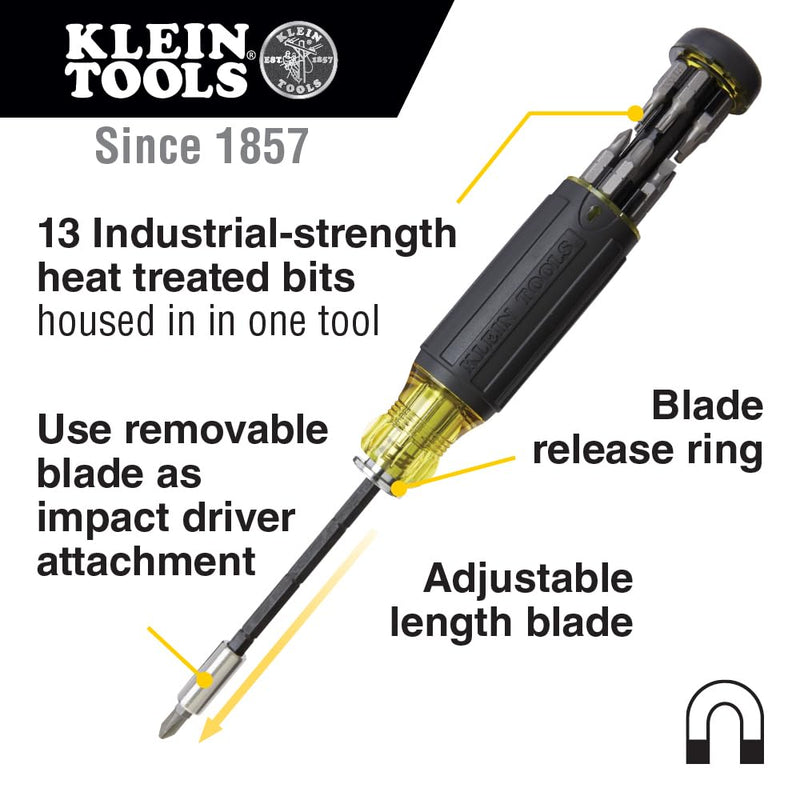 Klein Tools 80083 Klein Tools 80083 Impact Driver Kit with 7-in-1 SAE Impact Socket Set and 14-in-1 Multi-Bit Adjustable Length Screwdriver, 2-Piece 2-Piece Kit