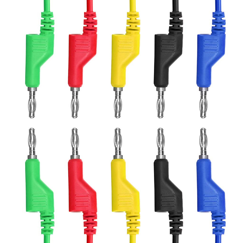 Sumnacon 5pcs Banana to Banana Plug Test Lead Set, 4mm Stackable Banana Plug Wire Test Cable Lead for Multimeter, Electrical Test Wire 1000V/15A 1 m