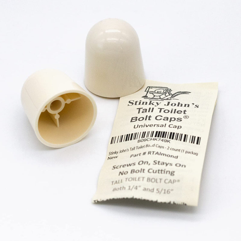 Stinky John's Tall Toilet Bolt Caps - Universal Fit with a Round Top - Almond Colored Caps - 2 count (1 package) 2.0 - NewNest Australia