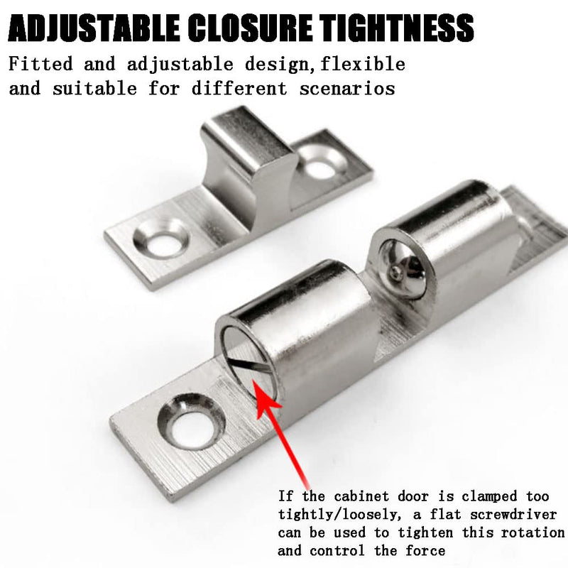 Solid Stainless Steel Cabinet Door Catch,glrovazas 2Pcs Cabinet Latch Roller Catch Furniture Cabinet Door Dual Ball Tension Latch Closet Ball Roller Catch Latch with Screw (50mm) 50mm