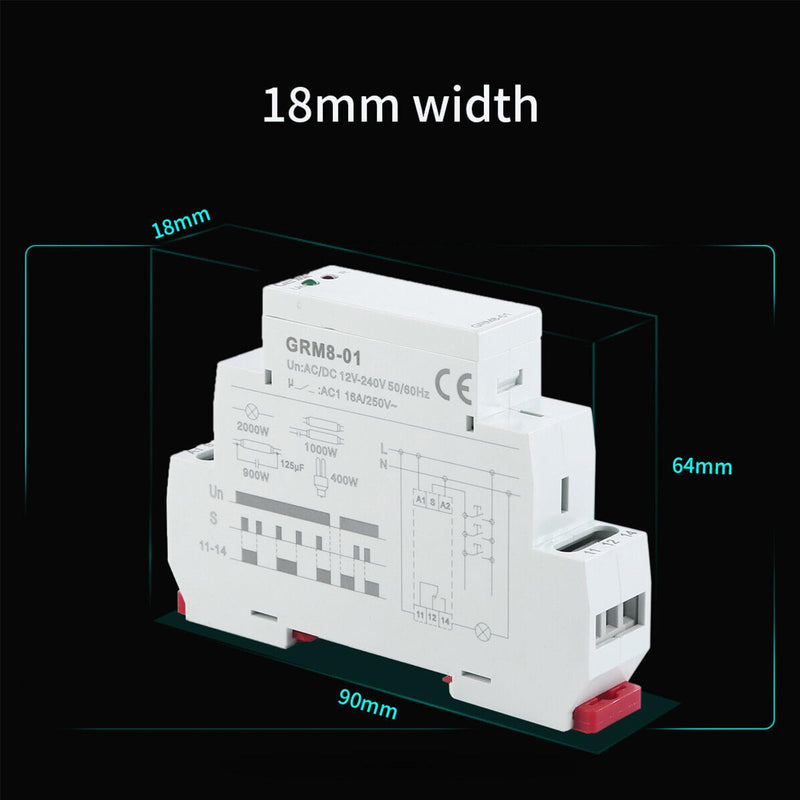 GEYA Electronic Latching Relay Memor Impulse Relay SPDT 16A Wide Range Voltage Din Rail Mounted(GRM8-02,AC/DC12V~240V) AC/DC12V~240V GRM8-01