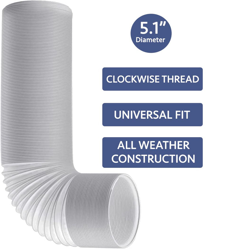 Air Conditioner Hose, Portable Exhaust Vent Hose with 5.1 Inch Diameter - Clockwise, with Length up to 80" 5.1" - Clockwise