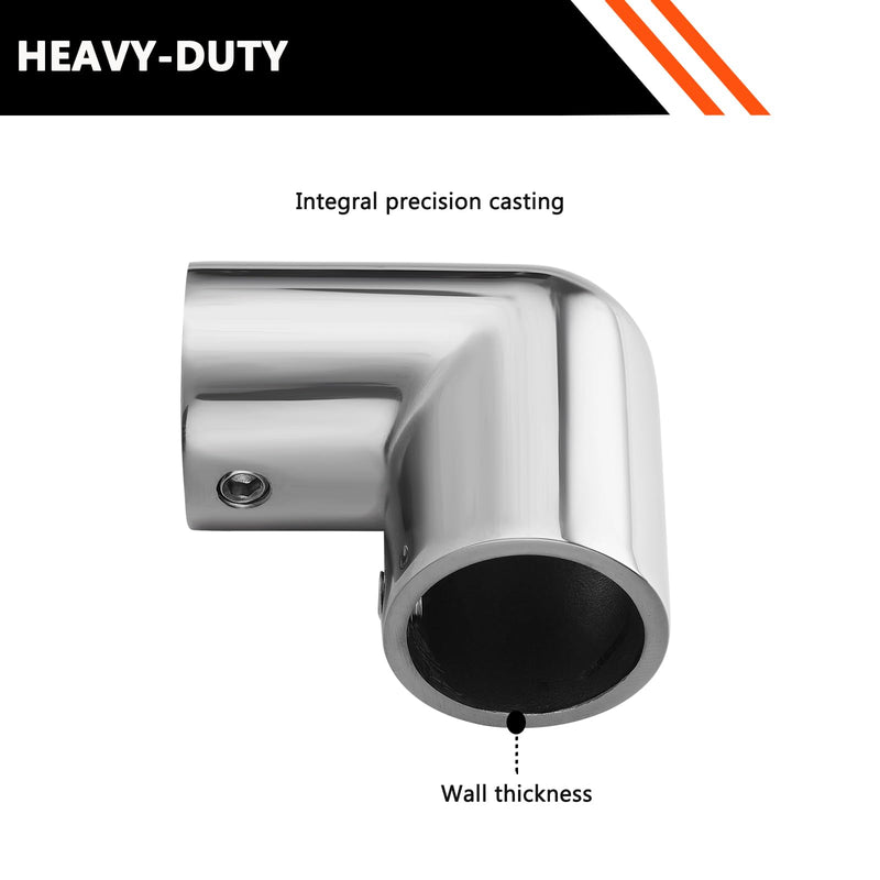 Boat Handrail Fitting Elbow, 316 Stainless Steel Marine-Grade 90 Degree 2-Way Pipe Fitting for OD Tube, Mirror-Polished Heavy-Duty Pipe Connector for Yacht Deck Railing(2 Pack) 7/8 inch(22 mm)