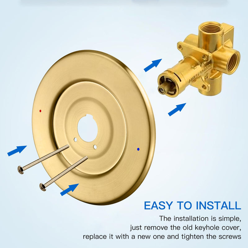 Shower Handle Cover Plate, Brushed Gold,for One-Handle Tub and Shower Faucets, Escutcheon Replacement for Moen 16090 Chateau Collection