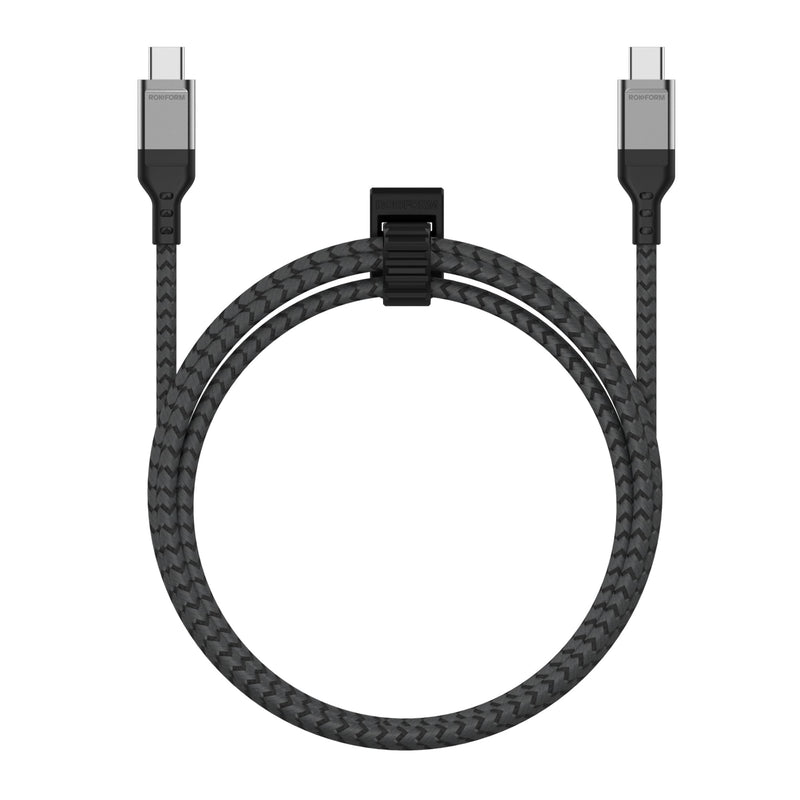 Rokform - PowerTrip 100W USB-C Charging Cable, 2m (6.6 ft), Fast Charging Braided Cable, 5,000 Bend Tested, for iPhone 15s, Galaxy S23s, or Any USB C Compatible Device (Black and Grey) 6.6ft