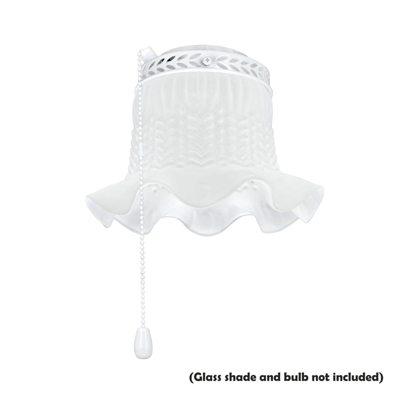 Aspen Creative 22001-21, Painted White One Ceiling Fan Fitter Light Kit with Pull Chain with 4 1/2" Diameter