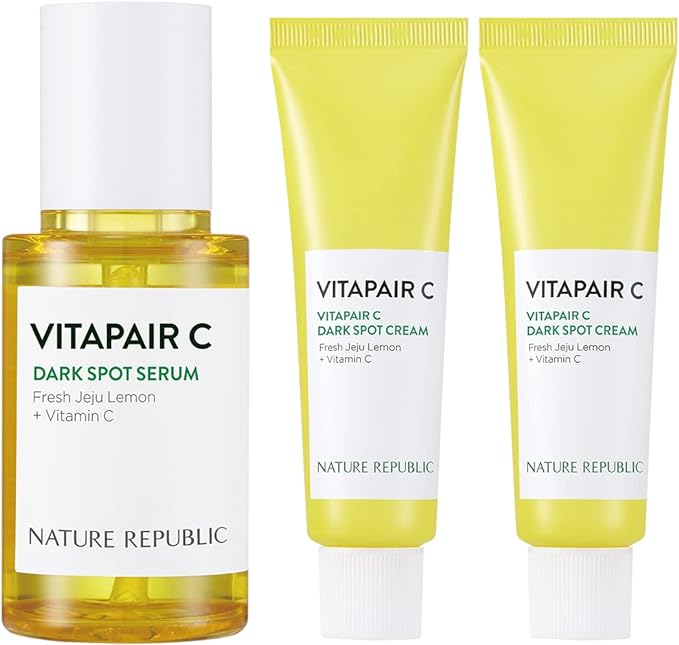 NATURE REPUBLIC OFFICIAL Vitapear C Intensive Serum (1.6 fl oz (45 mL + 10 ml) x 2 Pieces, Best Skin Tone, Stain Care, Dull Care, Korean Cosmetics, Skin Care, Moisturizing, Soothing, Serum, Niacinamide, Vitamin C, Green Lemon - NewNest Australia