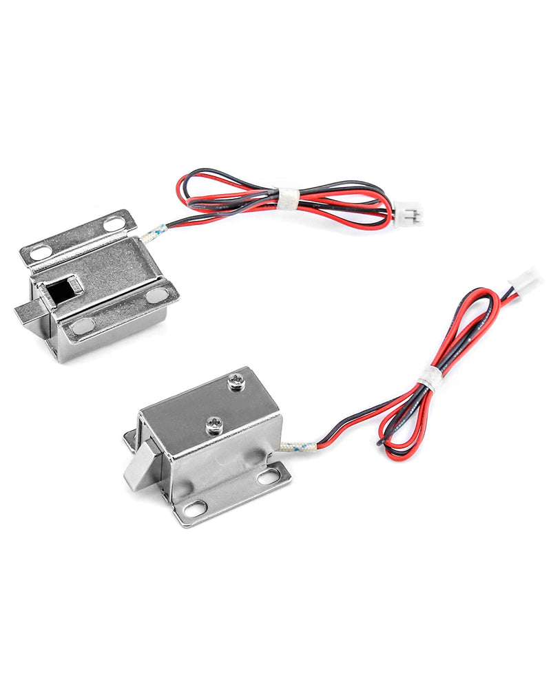 QWORK Electromagnetic Solenoid Lock, 8 Pcs Mini Door Drawer Tongue Down DC 12V Slim Design Assembly for Cabinet Door Drawer Safety Lock