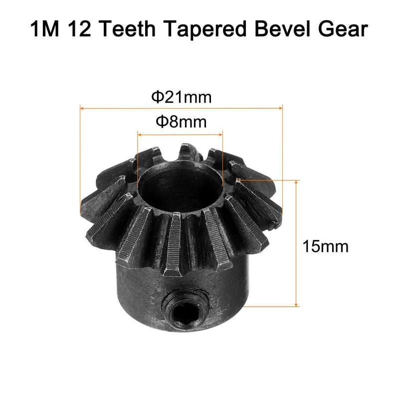 uxcell 4pcs Bevel Gear 1.5 Module 1:1 Reduction Rate 12T 8mm Hole Dia Bevel Pinion Gear Brass, 90 Degree Steering Gear for Hardware Mechanical Rotation