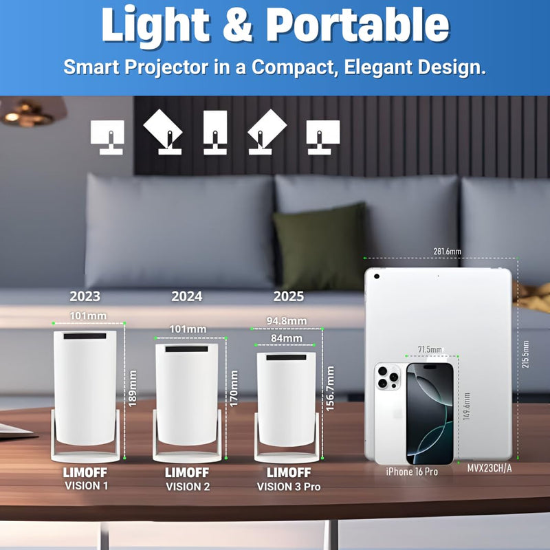 Mini Projector 4K Support, Smart Portable Projector with WiFi & Bluetooth, Android 11, Auto Keystone, 180° Rotation, Home Theater Projector for iPhone/TV Stick/Laptop (HY300 Pro+ 2025 Upgrade)