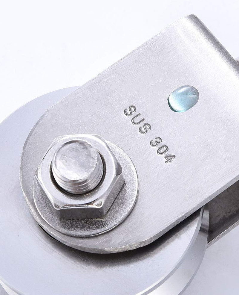 TooTaci 48MM Stainless Steel Crane Pulley System - Heavy Duty Lifting with V Type Swivel Hook, 1/4" Nylon Rope 33ft & Carabiner Lock 48MM V-Type PULLEY SET V Type Swivel Pulley