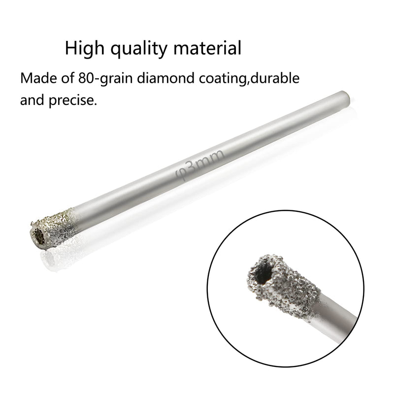 1/8" / 3mm Diamond Hole Saw Drill Bits, Glass Hole Saw Tile Hole Saw Suitable for Ceramic Glass Tile Porcelain Marble - Pack of 15 3mm | 1/8"