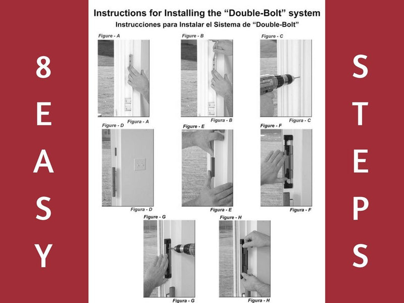 Double Bolt Lock for Glass Sliding Doors - Advanced Technology to Keep Your Family Safe and Secure - High Security Lock - Virtually Burglar Proof White 1 Pack