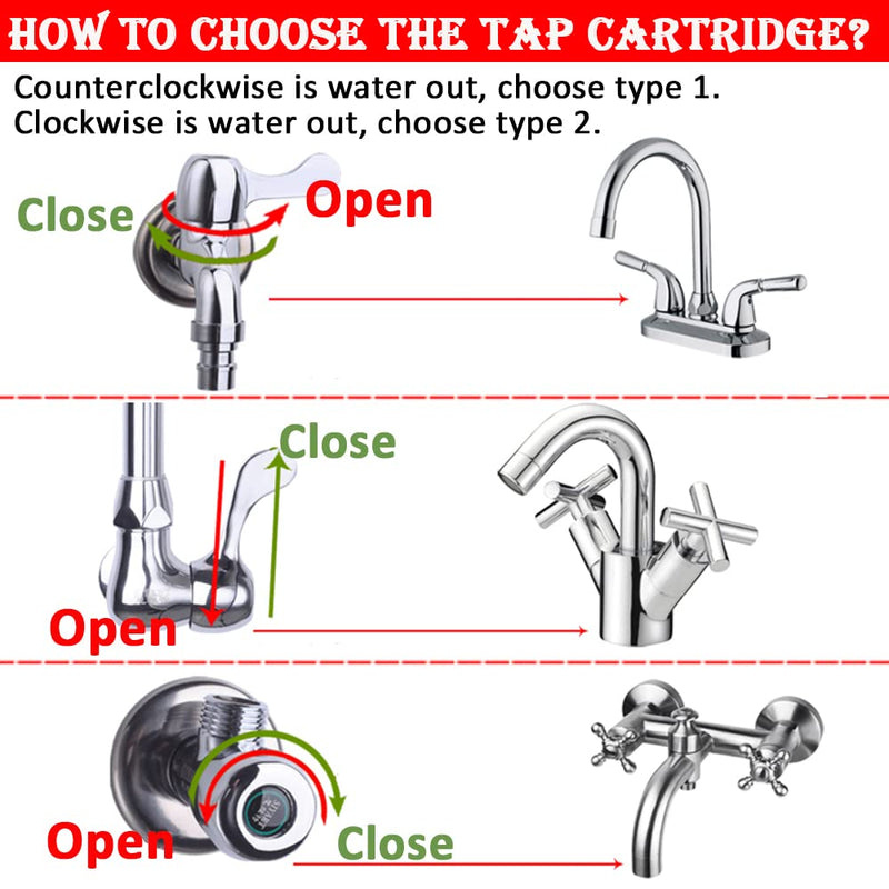 Faucet Ceramic Cartridge Valve, G1/2" Brass Tap Ceramic Disc Cartridges Replacement for Hot Cold Water (Type F2- H49mm) Type F2- H49mm
