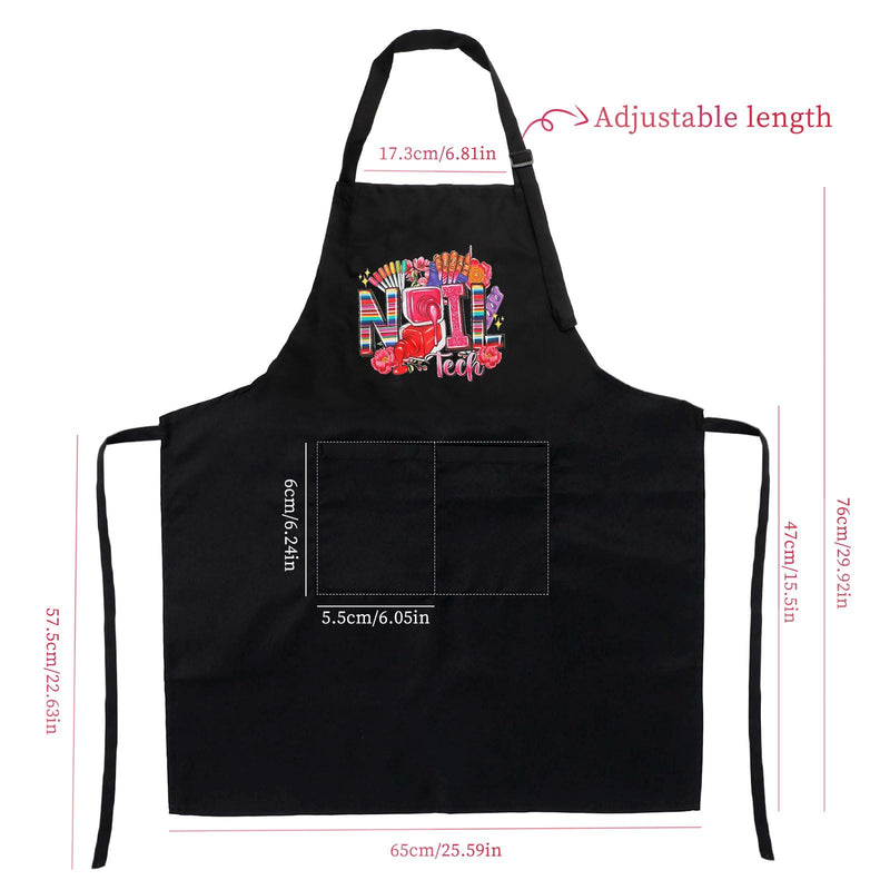 Adjustable Manicurist Apron, Waterproof Nail Tech Apron with 2 Pockets, Professional Cosmetics Apron Nail Polish