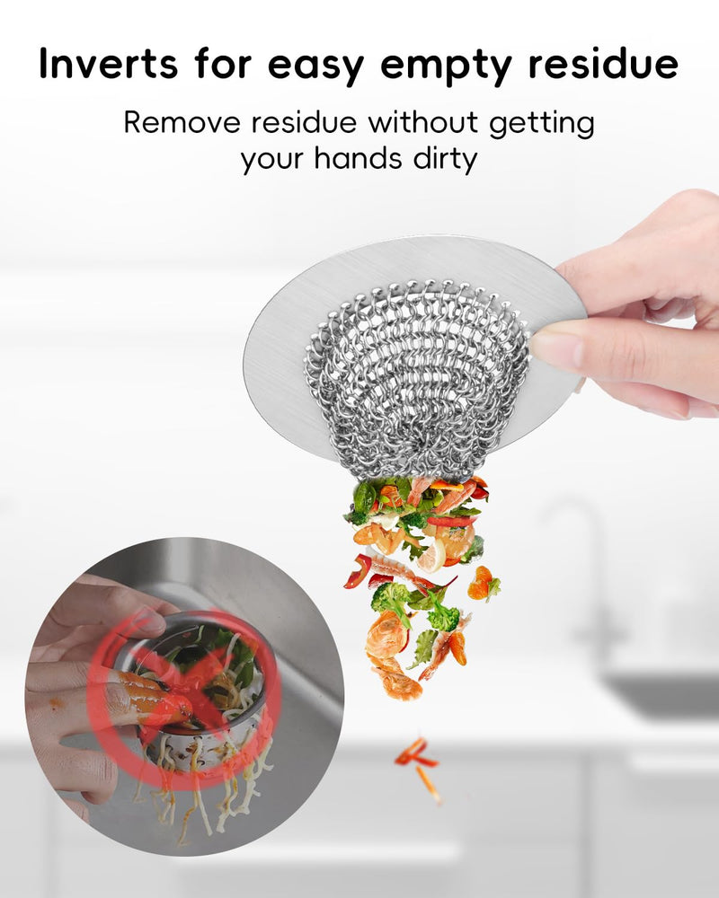 Kitchen Sink Drain Strainer, Flippable Mesh Sink Strainer, Wokdada 304 Stainless Steel Sink Screen, Easy Clean Large Basket Strainer, Anti-Clog Garbage Disposal Cover Fit for Standard 4-1/3 Inch Drain Silver-1 Pack