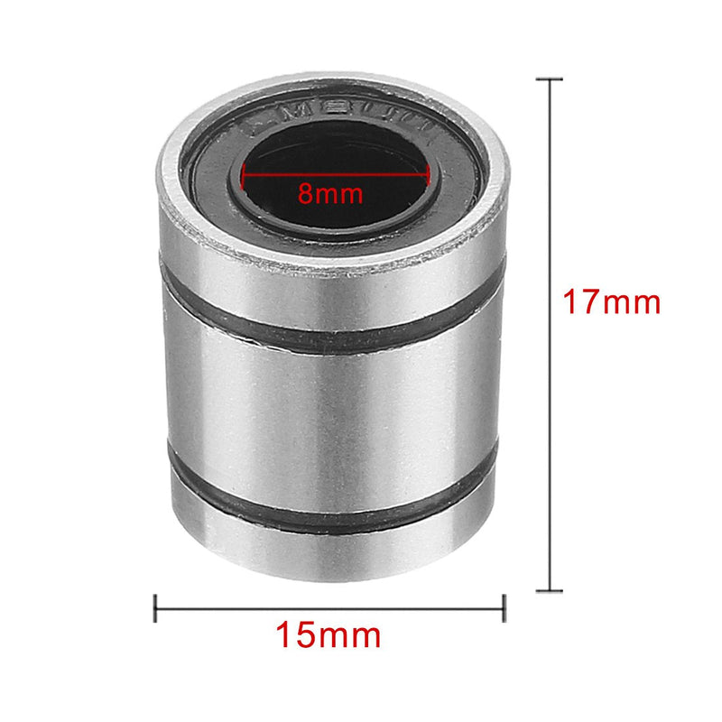 uxcell LM8SUU Linear Ball Bearings 8mm Bore 15mm OD 17mm Length for CNC Machine 3D Printer 4pcs 8mmx15mmx17mm 4