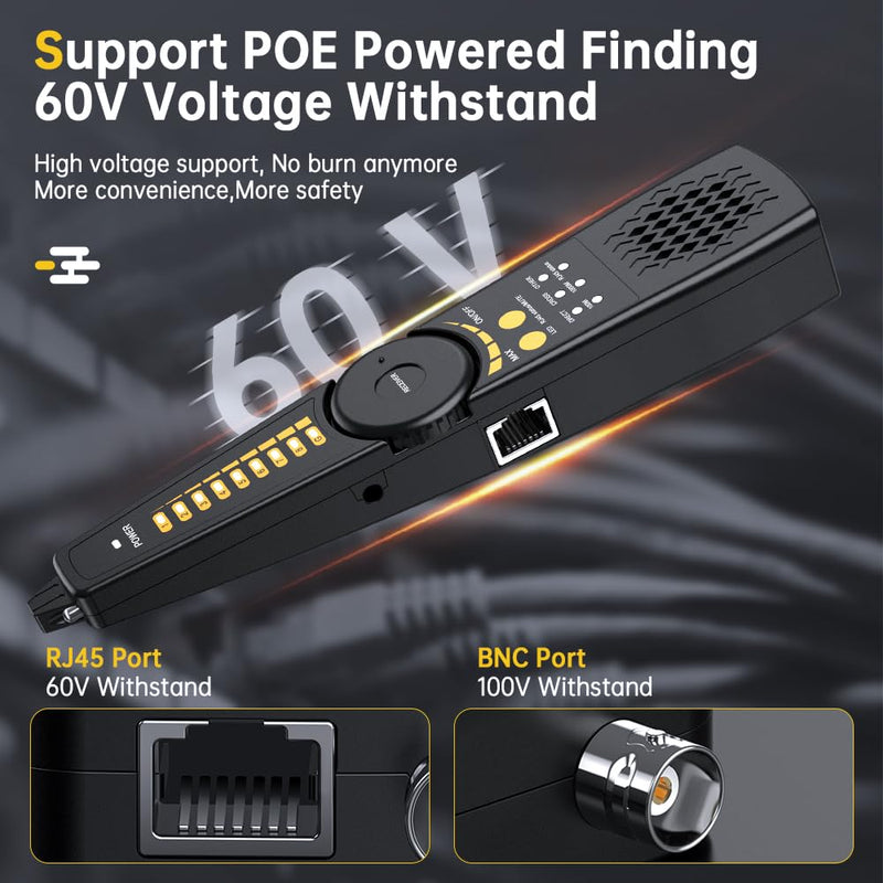 Network Cable Tester RJ45 RJ11 Cable Analyzer Telephone Line Finder Wire Tracker Receiver Networking Tool with LED Light