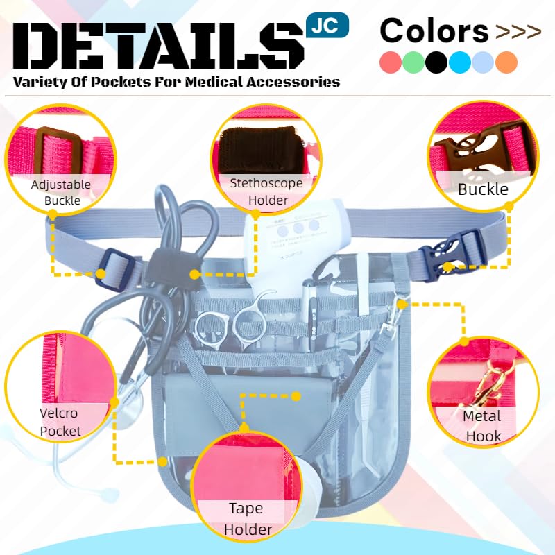 Plastic Nurse Fanny Pack Medical Waist Bag Medical Gear Pockets Storage for Stethoscopes,Bandage Scissors and Other Medical Supplies（Rose red） Rose red