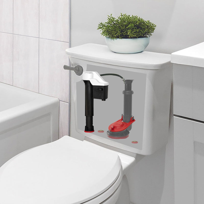 Korky 818BP QuietFILL Universal Toilet Fill Valve and Premium Flapper Easy to Install and Quiet-Made in USA, 2 Inch, Black Universal Fill Valve & 2 Inch Flapper Fill Valve & Flapper