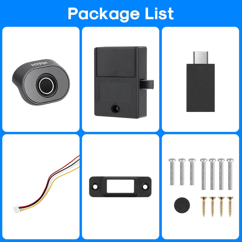 Bluetooth Fingerprint Cabinet Lock, Smart Biometric Cabinet Lock, Keyless Hidden File Drawer Wardrobe Lock, Child Safety Electric Fingerprint Lock, DIY Wooden Furniture Privacy Lock (Alloy Steel) Alloy Steel