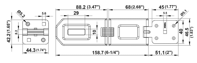 QCAA Extra Heavy Duty Concealed Safety Hasp, Flexible Link, with Hardened Staple, 6-1/4" Single Flexible, Black Coated, 1 Pack 6-1/4"