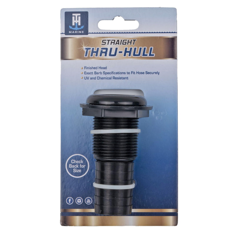 T-H Marine Thru-Hull Fitting - Straight 1-1/8 Inch Hose Barb, Black - UV Stabilized Molded Virgin Material for Consistent Fit - Secure Hose Connection for Livewell and Bilge Plumbing