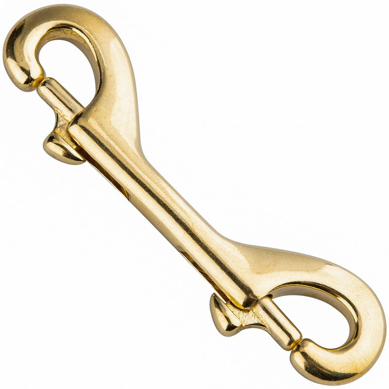 Solid Brass Double Ended Bolt Snap Hook, Marine Grade Double End Scuba Diving Clips, Heavy Duty Trigger Chain Clip Key Holder for Pet Feed Bucket Hammock Horse Tack (2-Pack) (100mm) 100mm