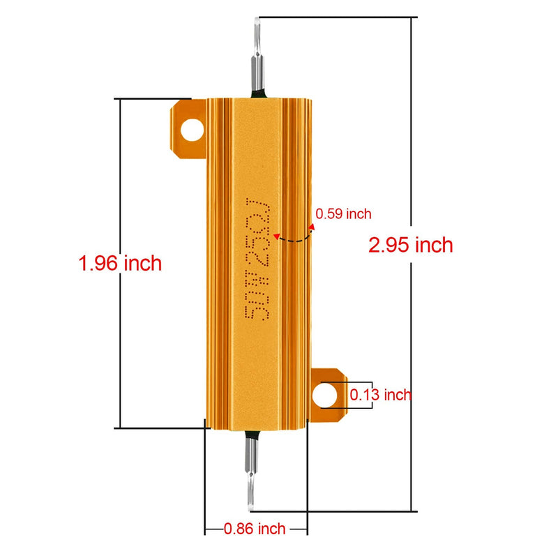 TiToeKi Resistor 50W 25 Ohm Aluminum Case Wirewound Screw Tap Chassis Mounted Load Resistors Adapters Compatible with Nest Hello Doorbell, Ring Doorbell (2 Pack)
