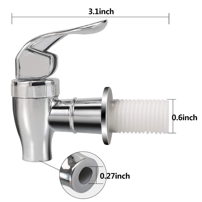 Silver Beverage Dispenser Replacement Spigot, Push Style Spigot for Beverage Dispenser Carafe, Water Dispenser Replacement Faucet (2 PACK) 2 Silver