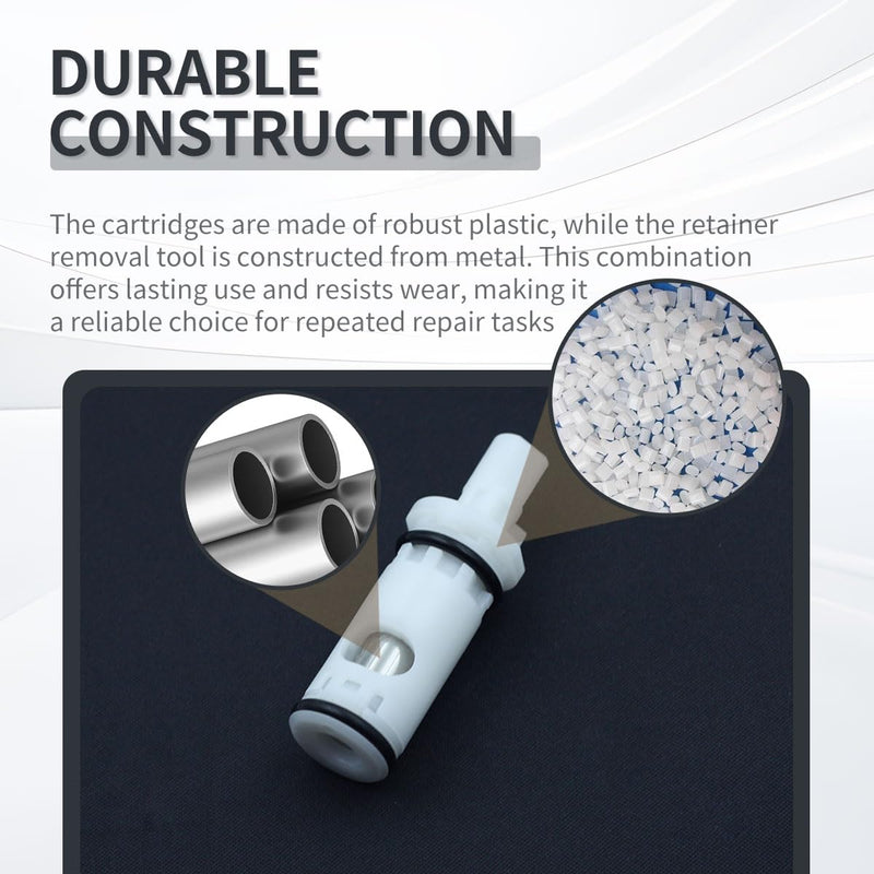 1224 1224B Faucet Cartridge Replacement Kit Compatible with Moen 1224 1224B, Includes Retainer Removal Tool for Double Handle Tub Shower Faucet Repair, 1 Pack