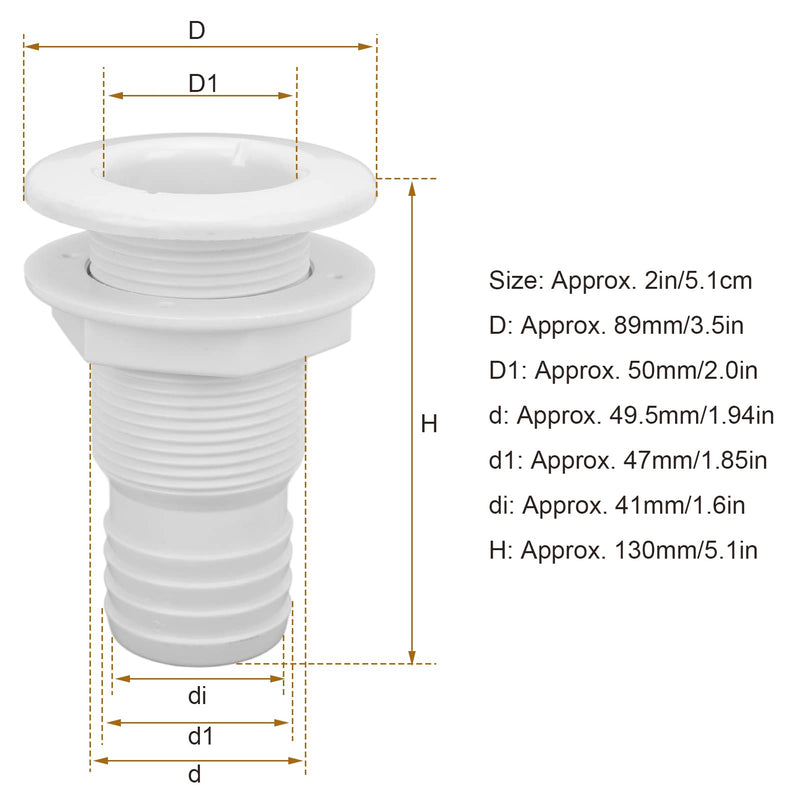 Keenso 2 inch Through Hull Fitting, Marine Thru Hull Exhaust Fittings Boat Through Hull Connection for Boat?RSV