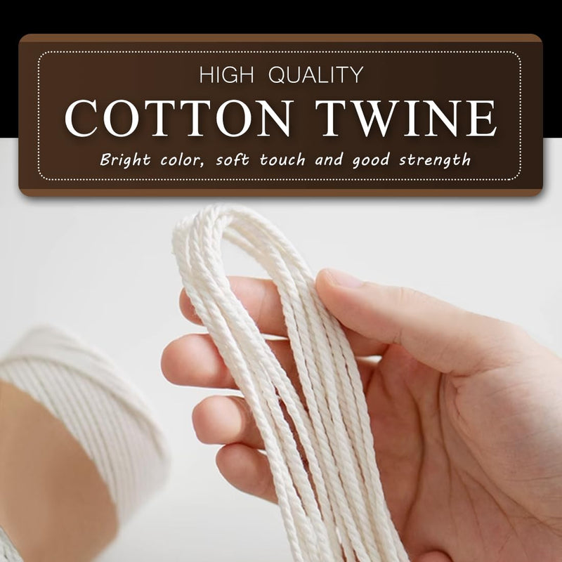 SMART&CASUAL 600 Feet 2mm Cotton Butcher Twine String Soft Food Safe for Cooking Craft Baker Kitchen Meat Turkey Sausage Roasting Gift Wrapping Gardening Crocheting Knitting Natural White
