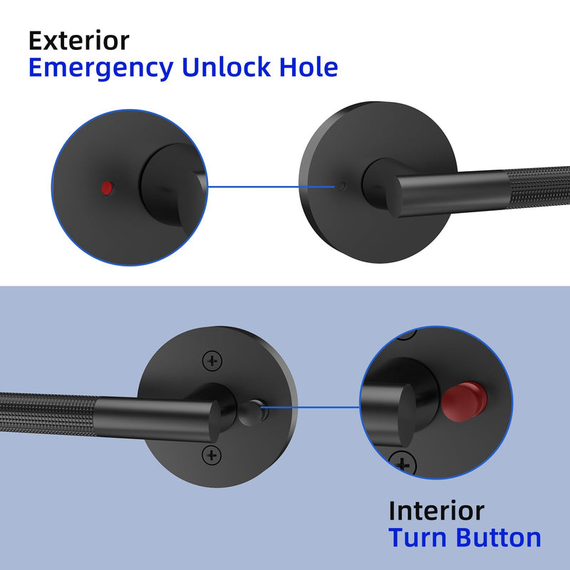 Passage Door Handles, Door Lever for Bedroom or Bathroom | Non-Slip Grip, Easy to Install, Door Handles for Left Right Sided Black-