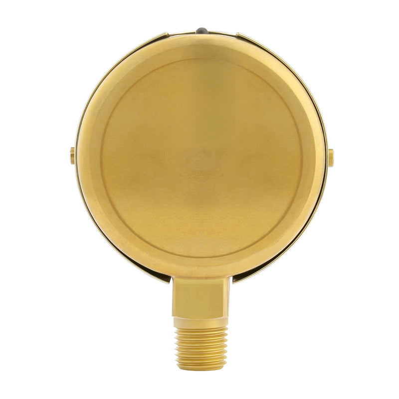 MEASUREMAN Fully Brass Hydraulic Glycerin-Filled Pressure Gauge, 2-1/2” Dial, 1/4” NPT Lower Mount, 0-200 PSI/KPA, for Measuring Non-Corrosive Gas and Liquid Pressure