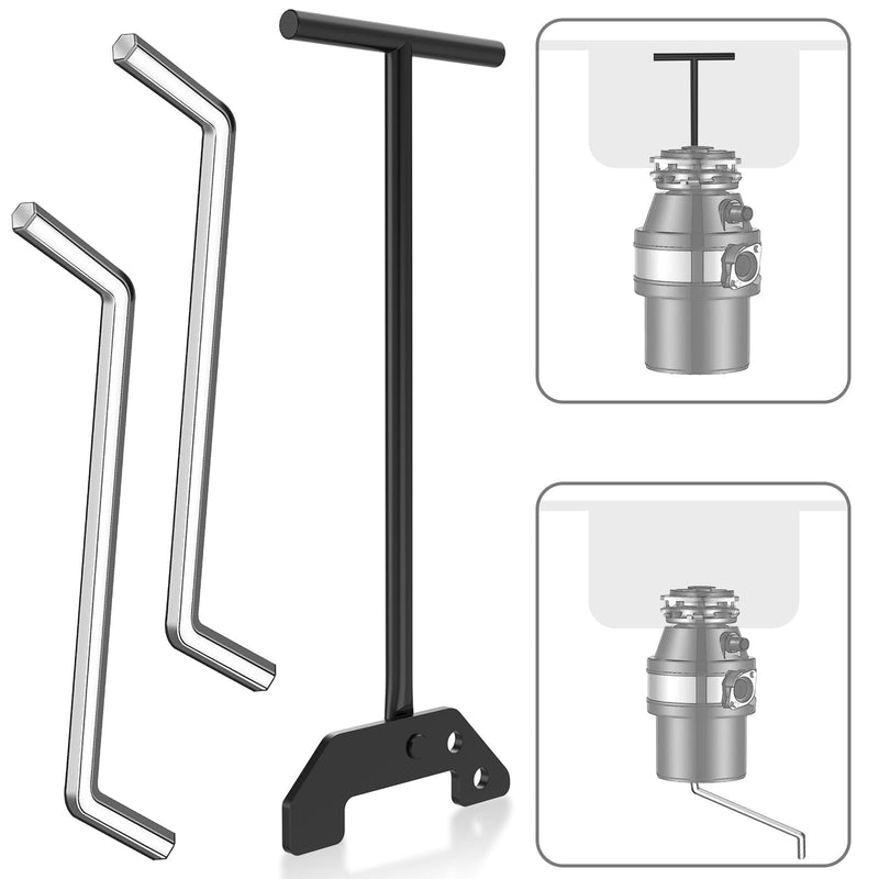 Garbage Disposal Wrench, Garbage Disposer Unjamming Wrench with 2 PCS Garbage Disposal Allen Wrench Tool, Designed to dislodge jams or clutter from above the sink -Black
