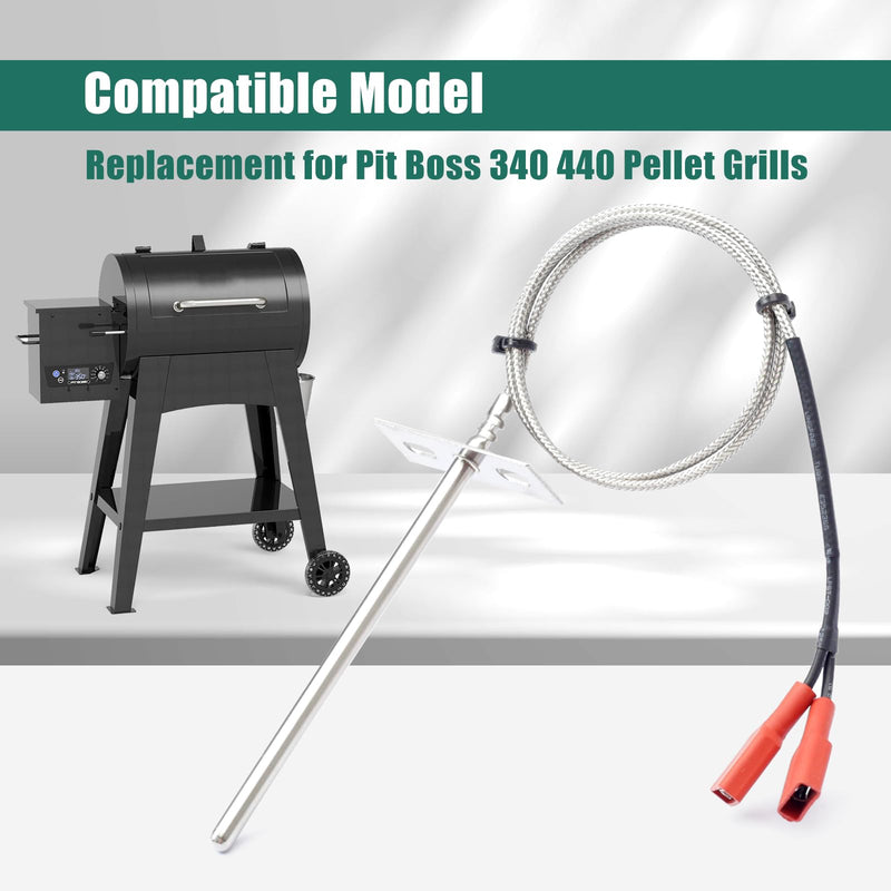 YUXIVCNE 70224 RTD Temperature Sensor Probe Replacement for Pit Boss 340 440 Pellet Grills Replace 31187 with 2 Nuts and Screws