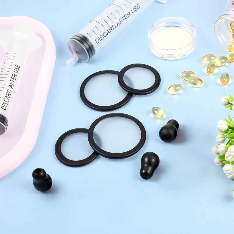 Stethoscope Spare Parts Kit – Includes Eartips, Adult & Pediatric Diaphragms, Non-Chill Bell Sleeve, 4Pcs Super Soft Earbud Eartips Earpieces Replacement for Littmann Stethoscope Silicone Black.