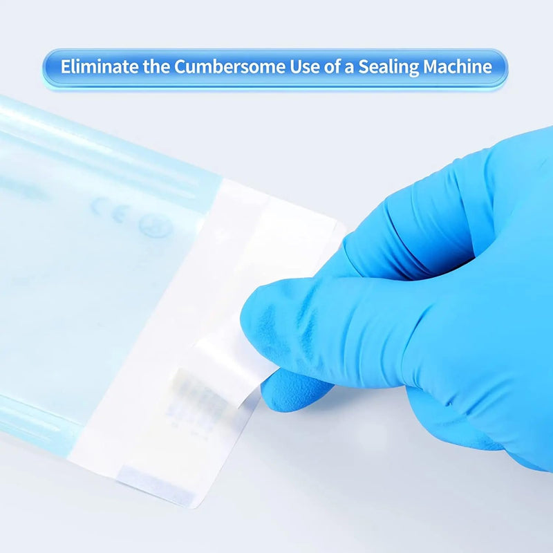Yuelong 200PCS Self Sealing Sterilization Pouch Bags 2.25" x 5" Autoclave Sterilizer Bags Pouch for Nail Tools Grade Paper Disposable Dental Tattoo Accessories Tool Storage Bag 2.25" x 5"