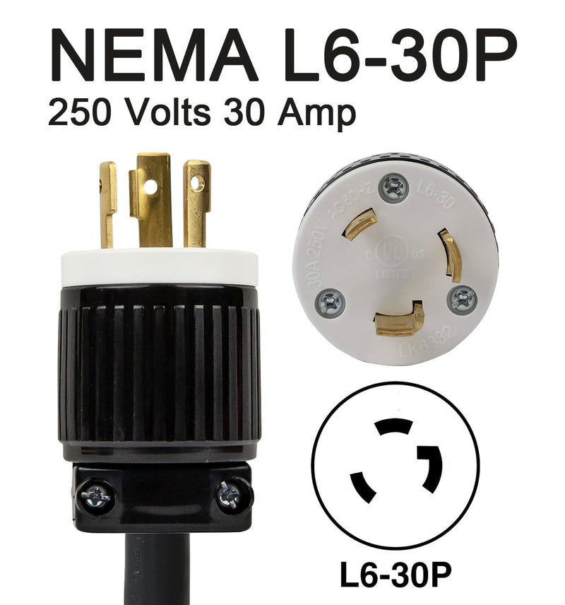 Heavy-Duty Power Cord for PDU and UPS, 20A, 12AWG, IEC-320-C19 to NEMA L6-30P, 4 ft