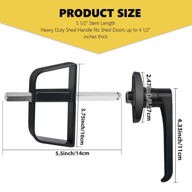 Shed Door L-Handle Lock Kit Shed Door Latch with 5-1/2" Stem,Shed Door Lock Matching Set Includes 5 Keys for Sheds Doors, Playhouses, Chicken Coops,Camper, RV, Garage Door(Black) 5.5inch L Black