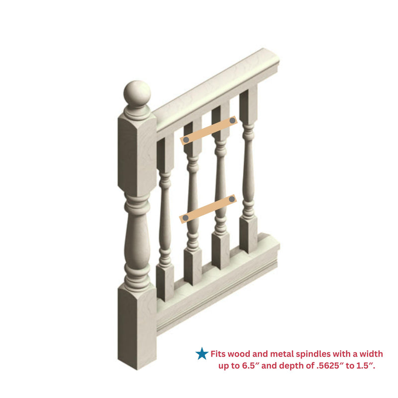 Cardinal Gates SPC02 Spindle Clamp for Safety Gates - No Hole Baby Gate Banister Adapter - Wooden Baby Gate Mounting Kit - Made in the USA - 2 Spindle Clamps - Made in USA